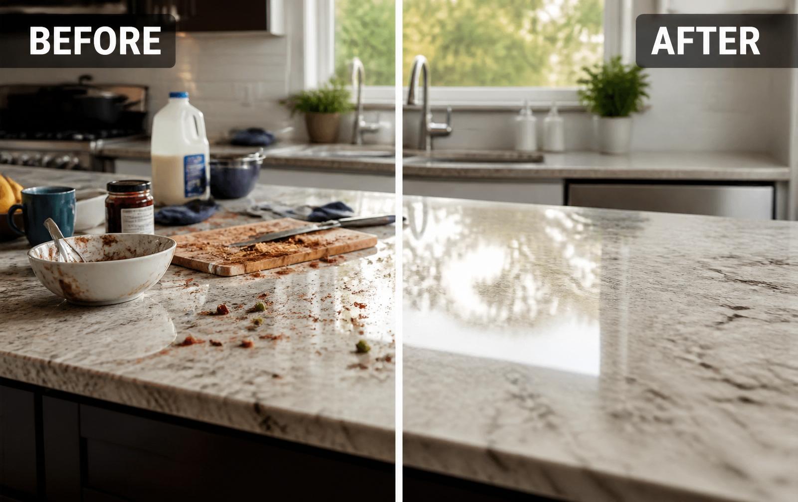 Before and after cleaning transformation